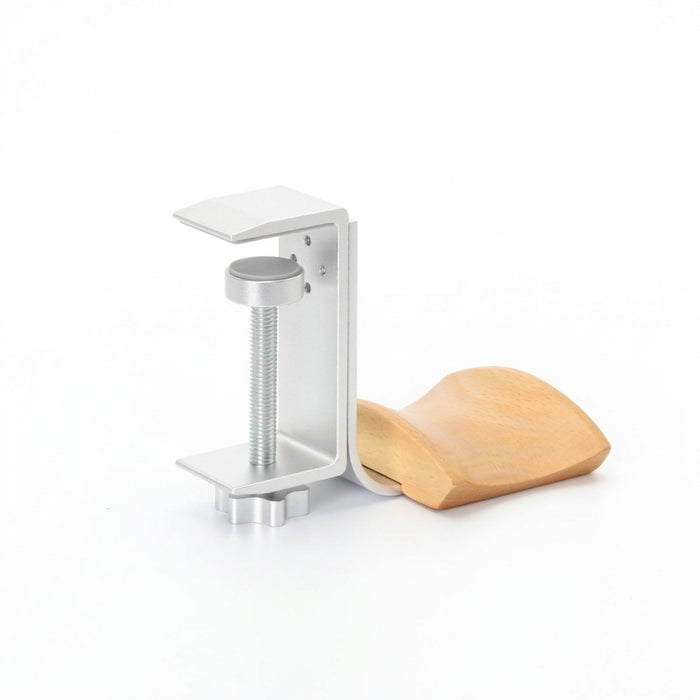 Clip-style Desktop Headphone & Earphone Holder — Aluminium Alloy & Solid Wood