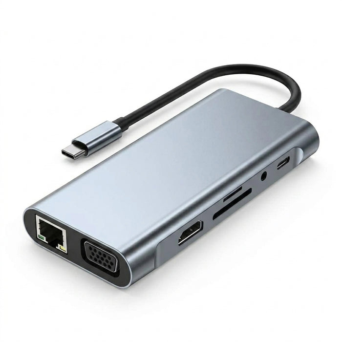 11-in-1 USB-C / Thunderbolt 3 Hub Docking Station with 4K HDMI, VGA, 100Mbps Ethernet, PD 100W, SD/TF, Audio