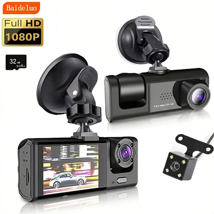Dash Cam — 2 or 3 Camera 1080P DVR with IR Night Vision, Loop Recording & 2" IPS Screen
