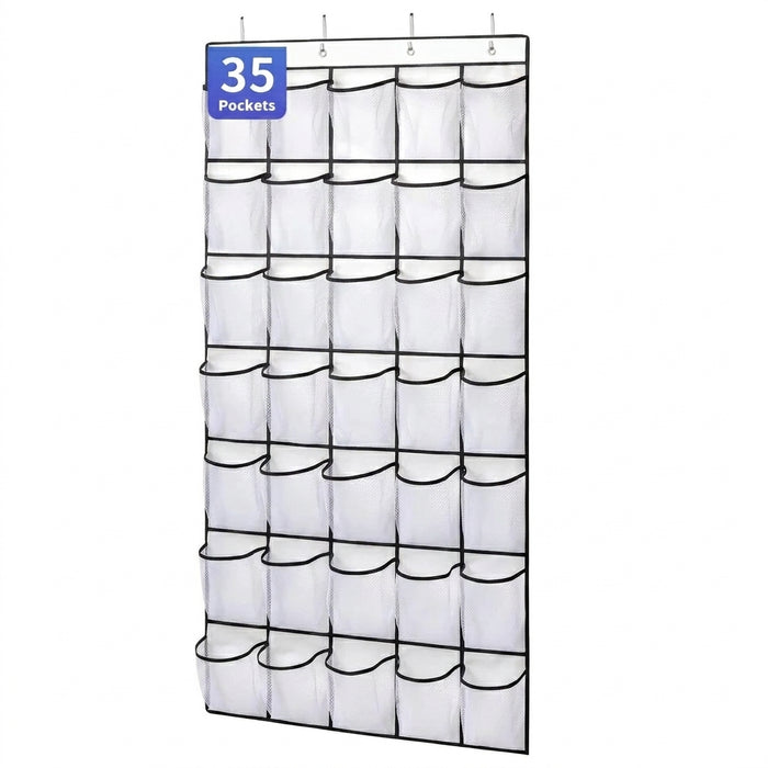 35-Pocket Over-the-Door Shoe Organiser – Breathable Mesh Hanging Storage