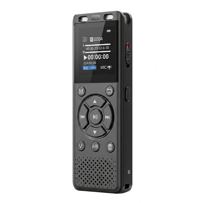 Large-screen USB-C Rechargeable Voice Recorder with Noise Reduction and TF Card Support
