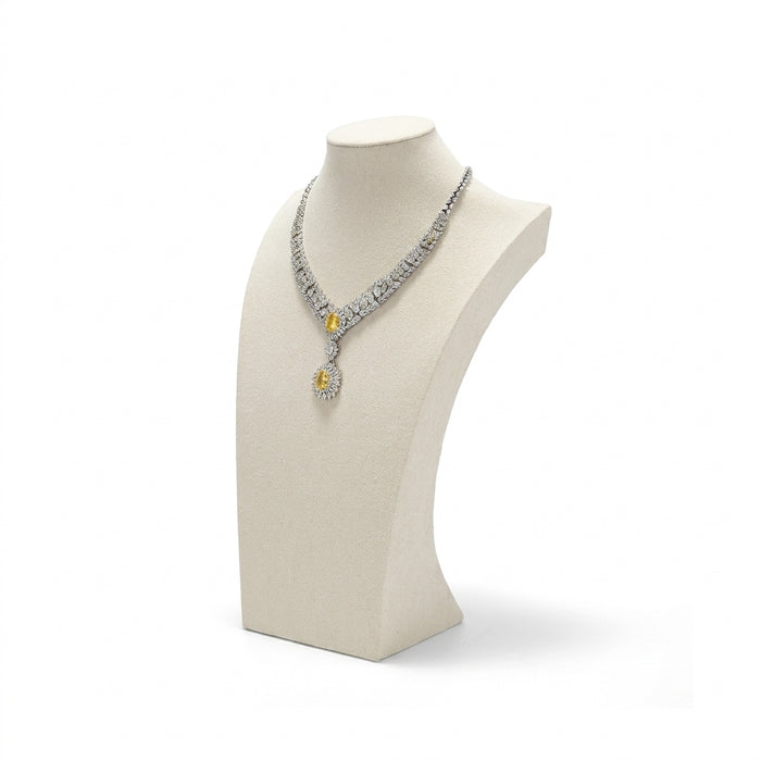 Linen Jewellery Bust Necklace Display Stand — Beige