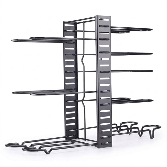 8-Tier Adjustable Pan & Pot Organiser Rack — 3 Assembly Options