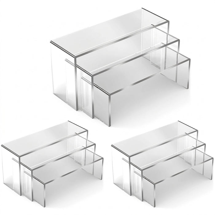 Acrylic Display Stands — 3/6/9/12 Pack Clear Mini Organisers for Perfume, Dolls & Jewellery
