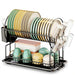 2-Tier Dish Drainer with Drain Board, Cup & Utensil Holders