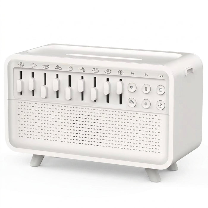 4-in-1 HiFi Bluetooth Speaker — White Noise, Humidifier, Night Light, 8 Nature Sounds (White)