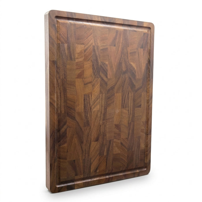 Walnut End-Grain Cutting Board with Handle — 42×30cm Rectangular Butcher Block