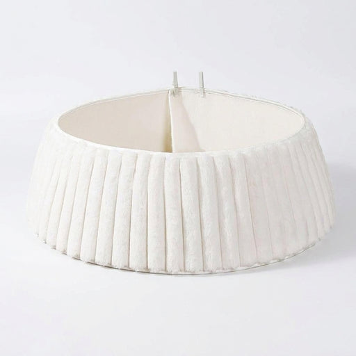 Cream Plush Christmas Tree Collar with Textured Stripe Pattern