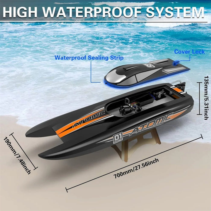 Volantexrc Atomic RTR 792-6 - 60km/h Brushless RC Boat with 2.4G, Waterproof, Reverse, Water-Cooled ABS Unibody Hull - Perfect for Pool and Lake Excitement - Shopsta EU