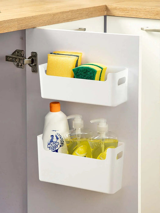 WORTHBUY Multifunctional Plastic Kitchen Storage Organization Punch Free Wall-Mounted Cabinet Storage Box For Kitchen Accessorie - Shopsta EU